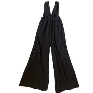 Forever 21 black baggy leg v neck jump suit romper one piece M